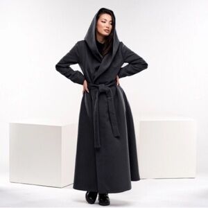 Gray Wool Princess coat, Winter Swing Coat, Wool Steampunk Coat